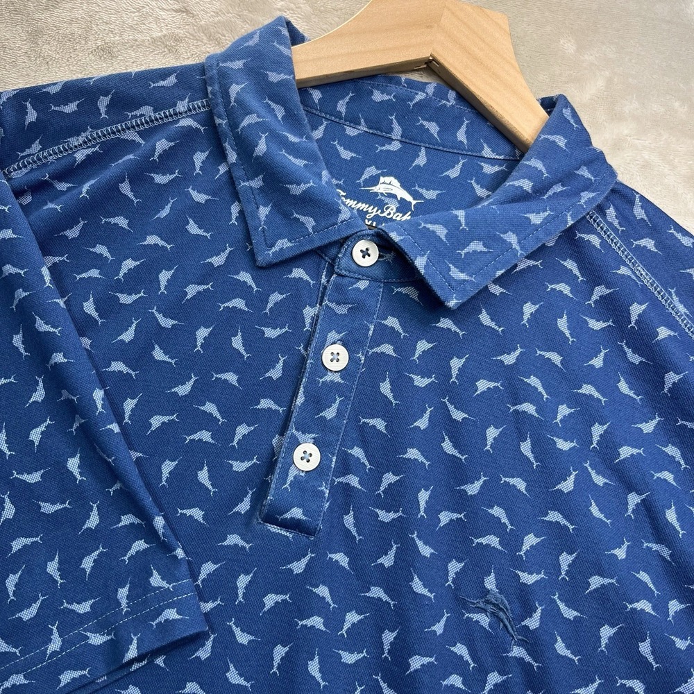 Tommy Bahama Polo Shirt Mens XL Blue Golf Supima Cotton‎ Logo Pullover Top